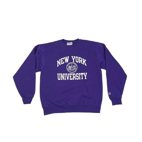 New York University NYU Champion Authentic Crewneck Purple Sweatshirt - Picture 1 of 5